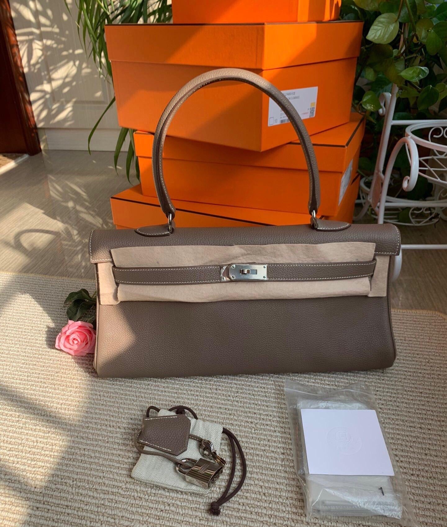 HERMES shoulder Kelly Étoupe Togo Leather palladium hardware