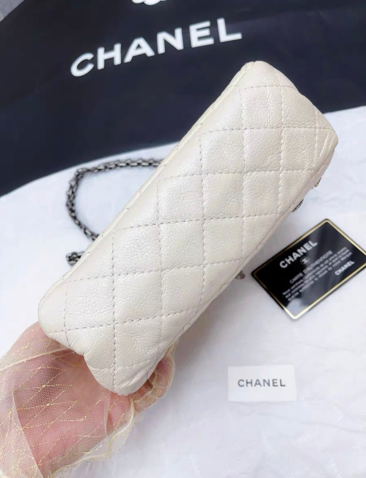 Chanel Pearl White Quilted Leather Limited Edition Lucky Charm