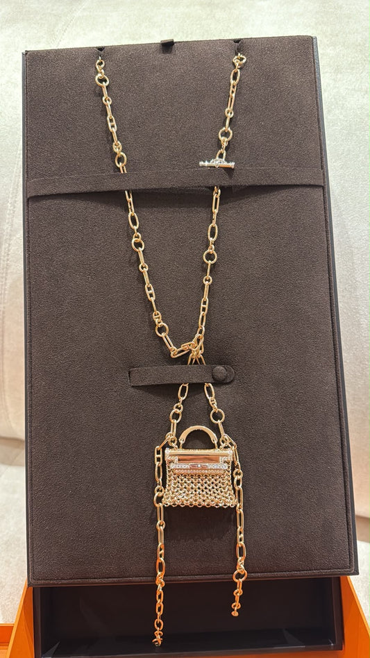 Hermes Kelly Long Necklace Rose Gold / Diamond
