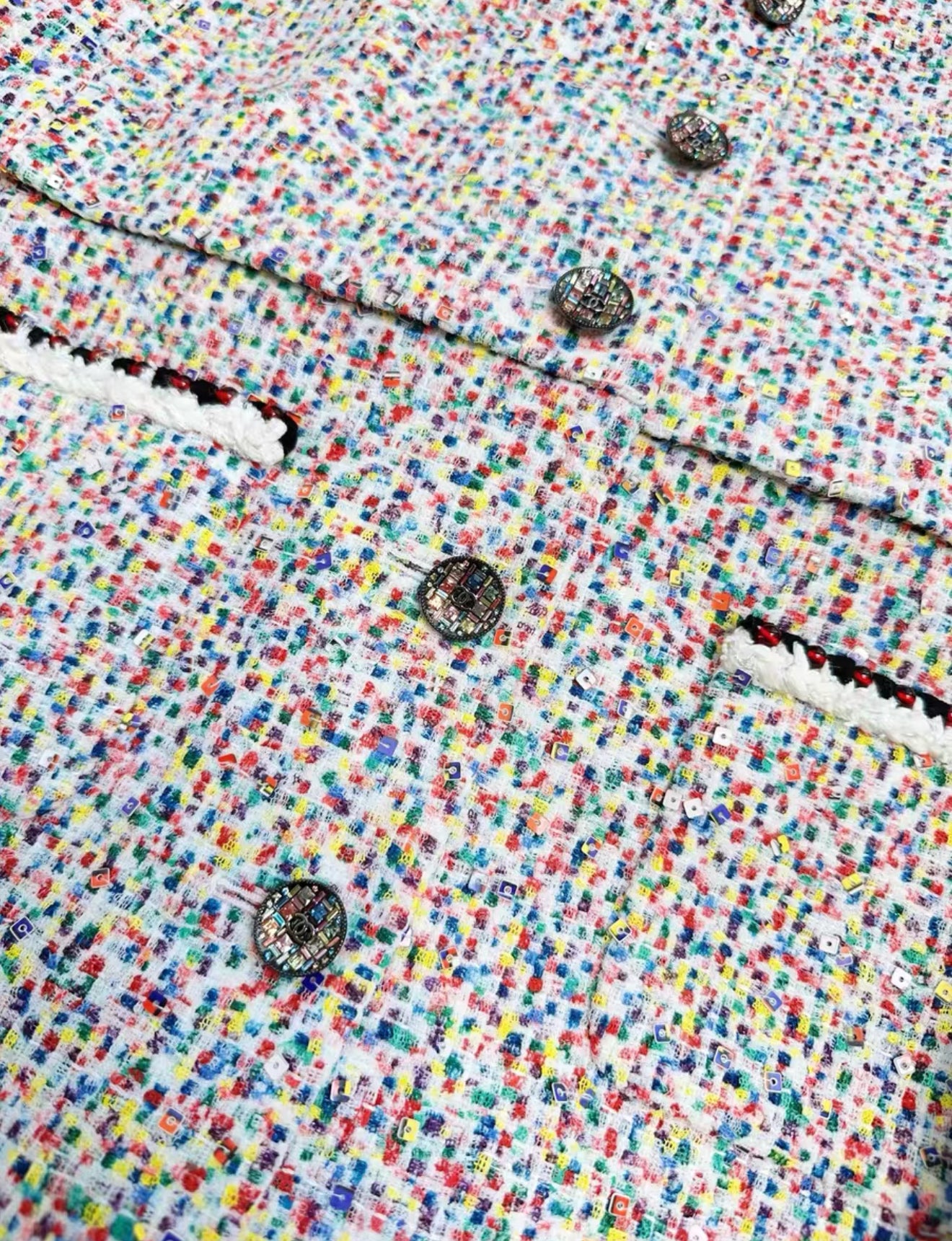 Chanel 25C colourful sequin tweed shirt style  jacket