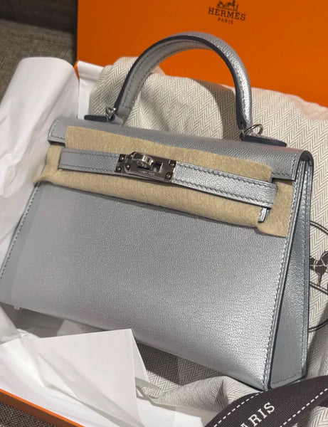Hermès Mini Kelly Metallic Olympic Silver, Palladium - Wararni