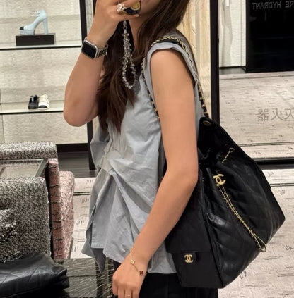 Chanel 25 hobo bag Black Leather Gold hardware