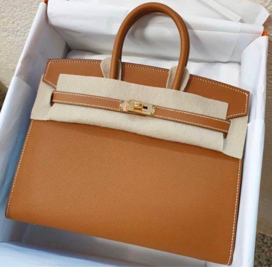 HERMÈS BIRKIN 25 SELLIER GOLD EPSOM GOLD HARDWARE Full set stamp Y