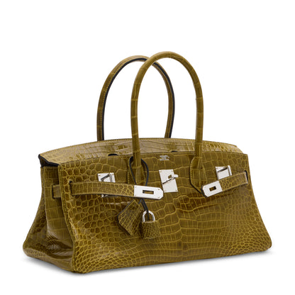 Hermes JPG Birkin Shoulder Vert Anis Shiny Crocodile Leather Palladium Hardware