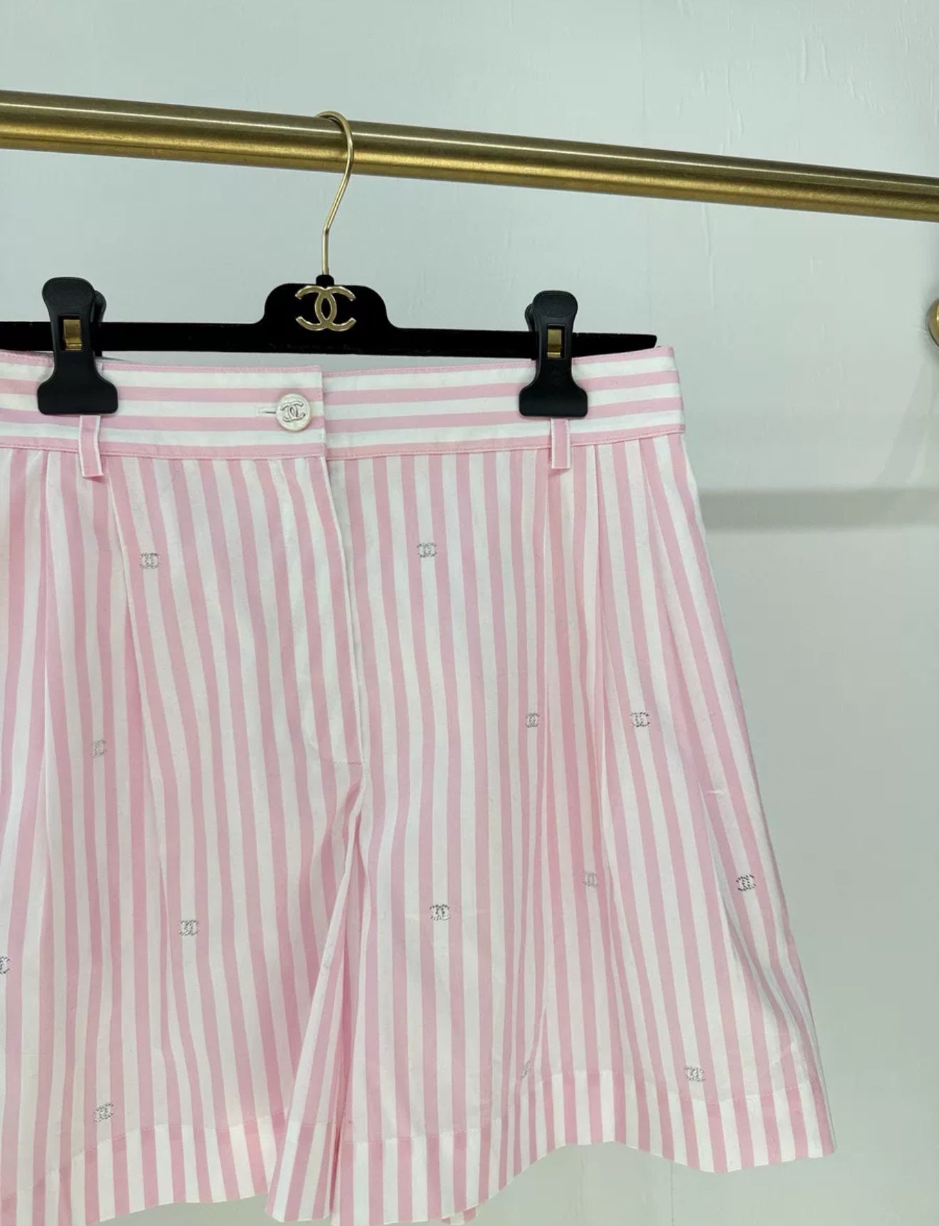 Chanel 24M Pink Striped Shorts