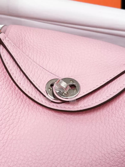 Hermes Mini Lindy II 3Q pink sakura TC leather palladium hardware