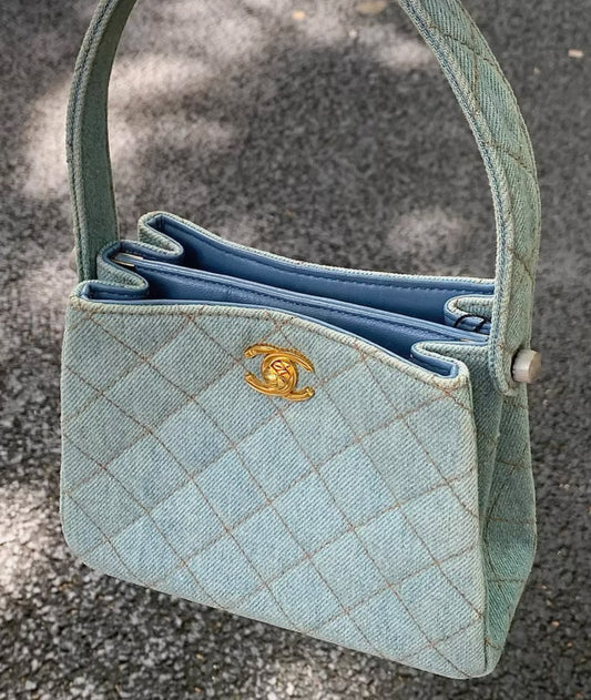 Chanel 97P Denim Mini Kelly Bag with Gold hardware