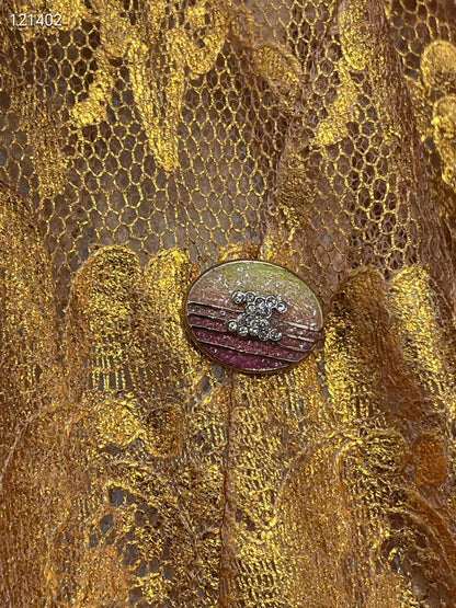 Chanel 24C Gold Lace V-Neck Dress