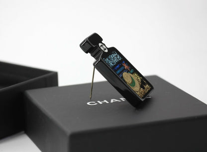 Chanel 18S Resin Beach Black Perfume Bottle Brooch
