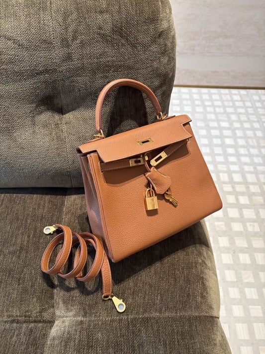 Hermes Kelly 25 gold togo leather gold hardware