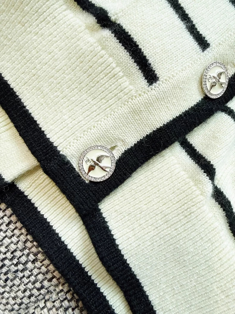 Chanel 25S yellow and black striped cardigan