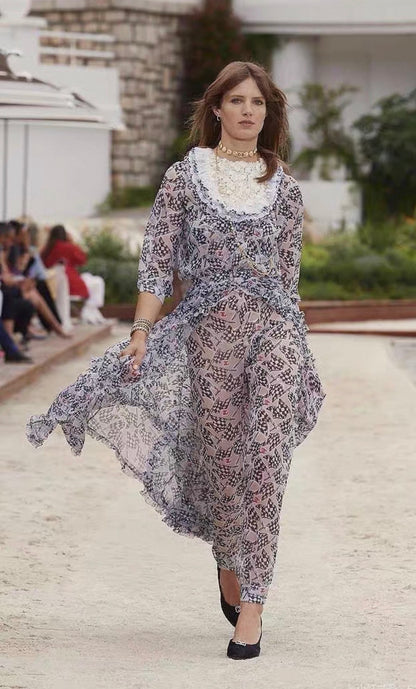 Chanel 23C silk print maxi dress