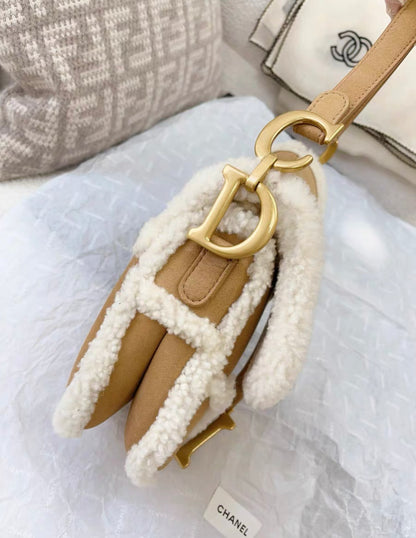 Dior Shearling Camel Limited Edition 2020 Saddle Bag