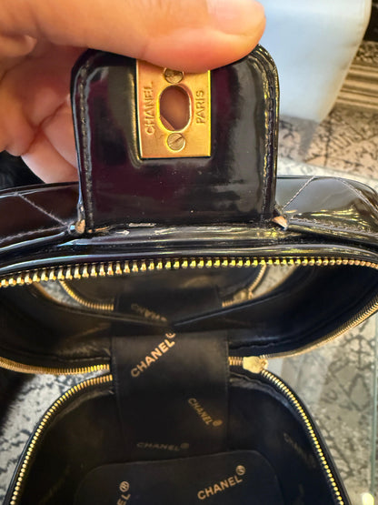 Chanel 1995 Black Patent Rhinestone Vanity Mirror Case — Ultra Rare Collector’s Piece