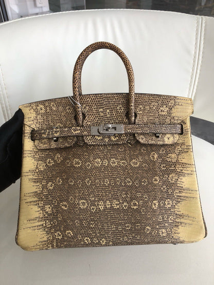 Hermès Birkin 25 Ombre Varanus Salvator Lizard Palladium Hardware