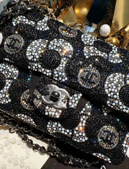Chanel 23K Bleu/Black Strass Flap Bag