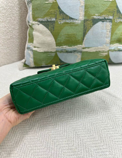 CHANEL 24A Green Kelly Bag Gold hardware