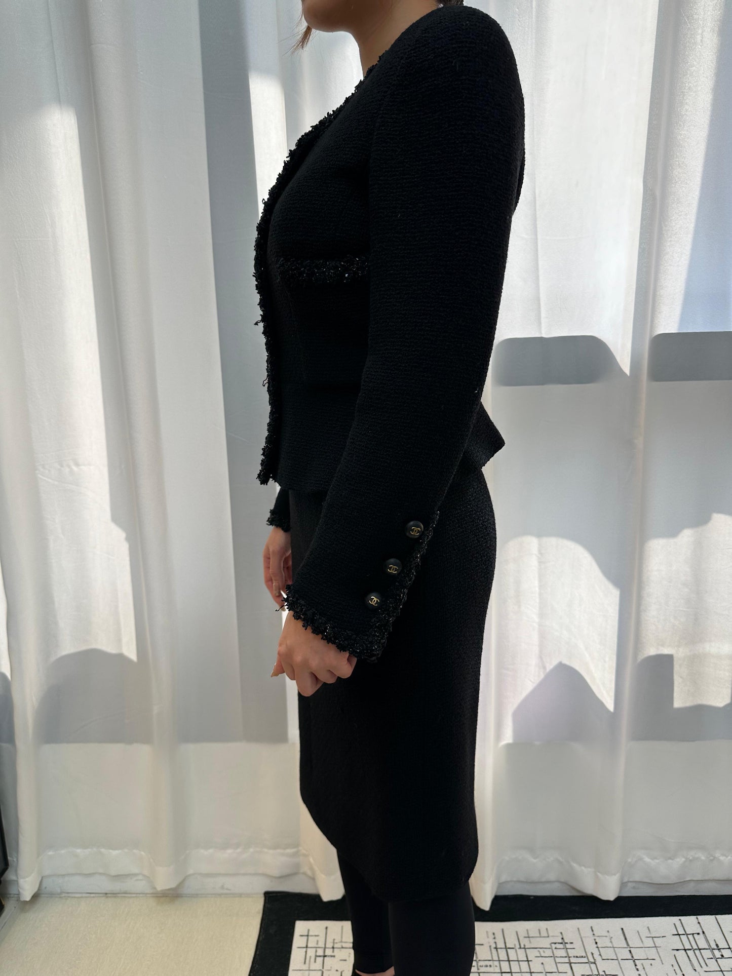 Chanel 90s black tweed Jacket and dress