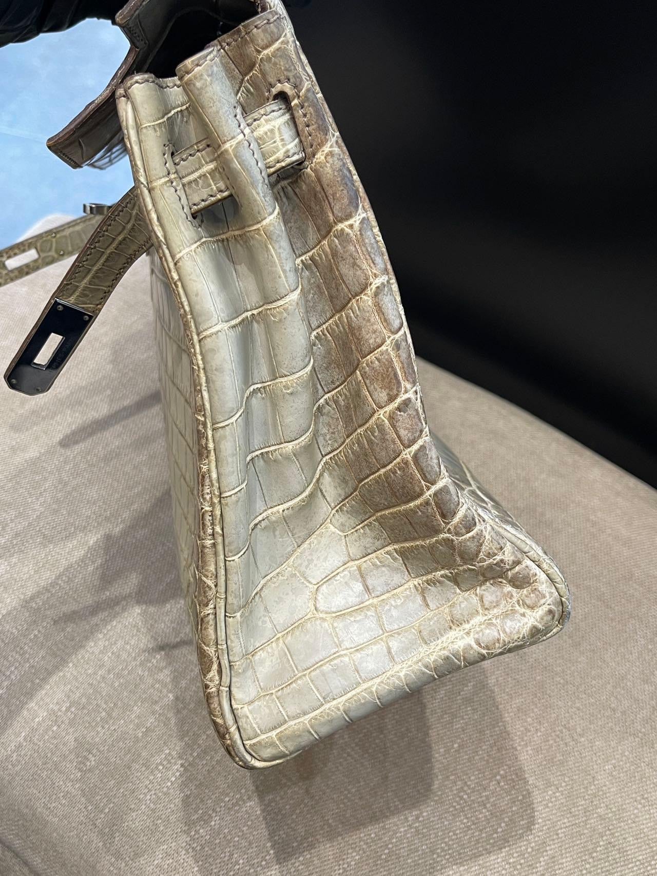 Hermès Kelly 32 Himalaya Gris Cendre Crocodile leather Palladium Hardware