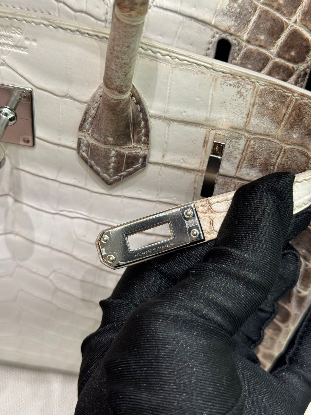 Hermes Birkin 25 Himalaya crocodile leather Palladium Hardware