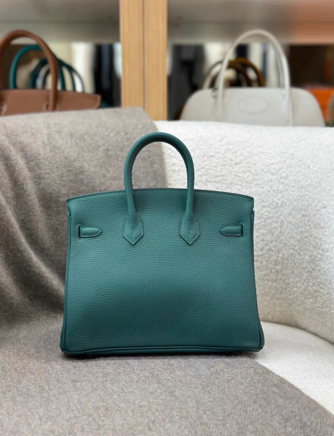 HERMES BIRKIN 25 TOGO Z6 MALACHITE GOLD HARDWARE STAMP C