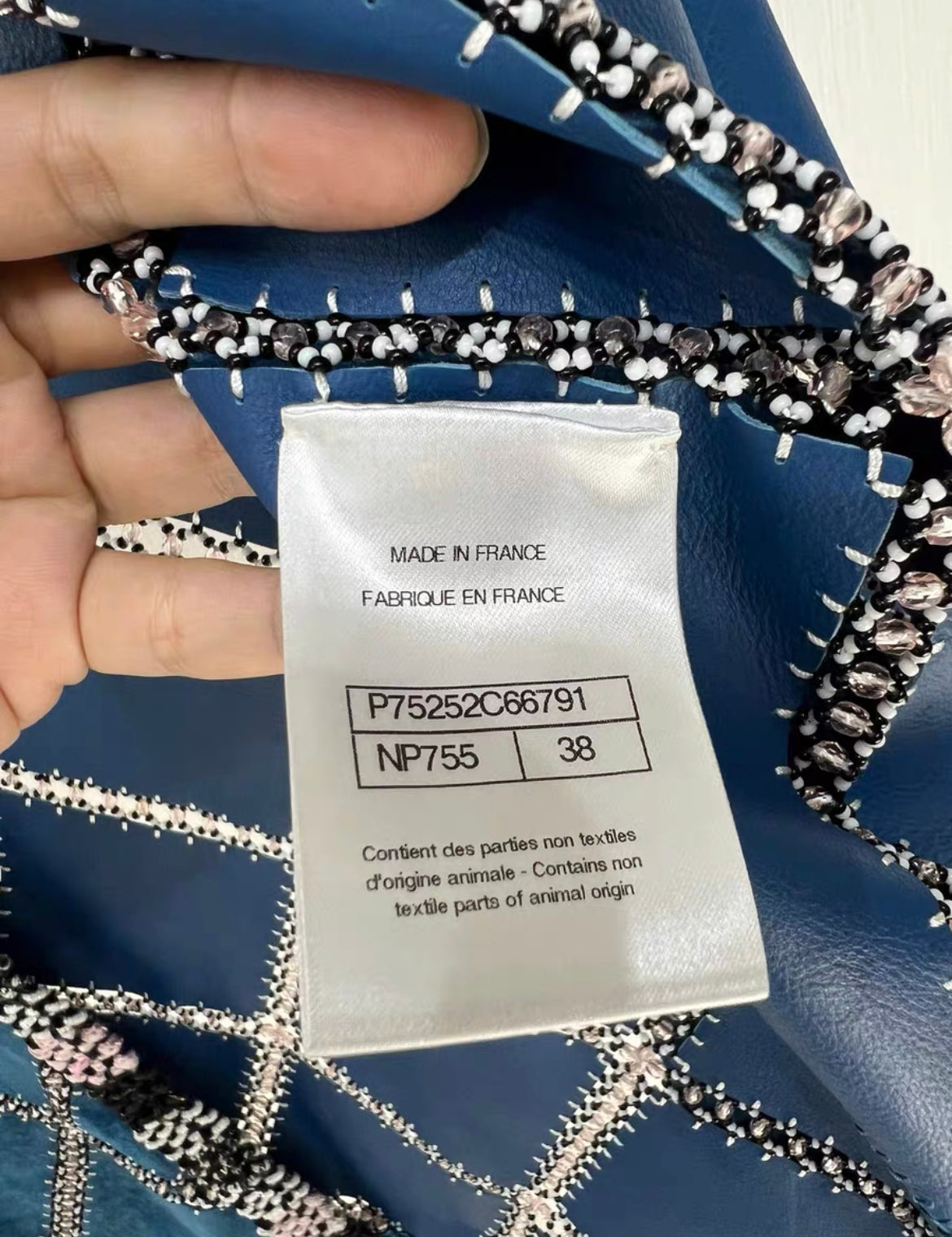 Chanel 23A Jacket in Calfskin Embroidered with imitation Pearls