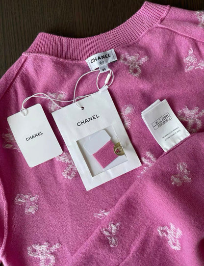 Chanel 24p pink & white cashmere dress size 36FR