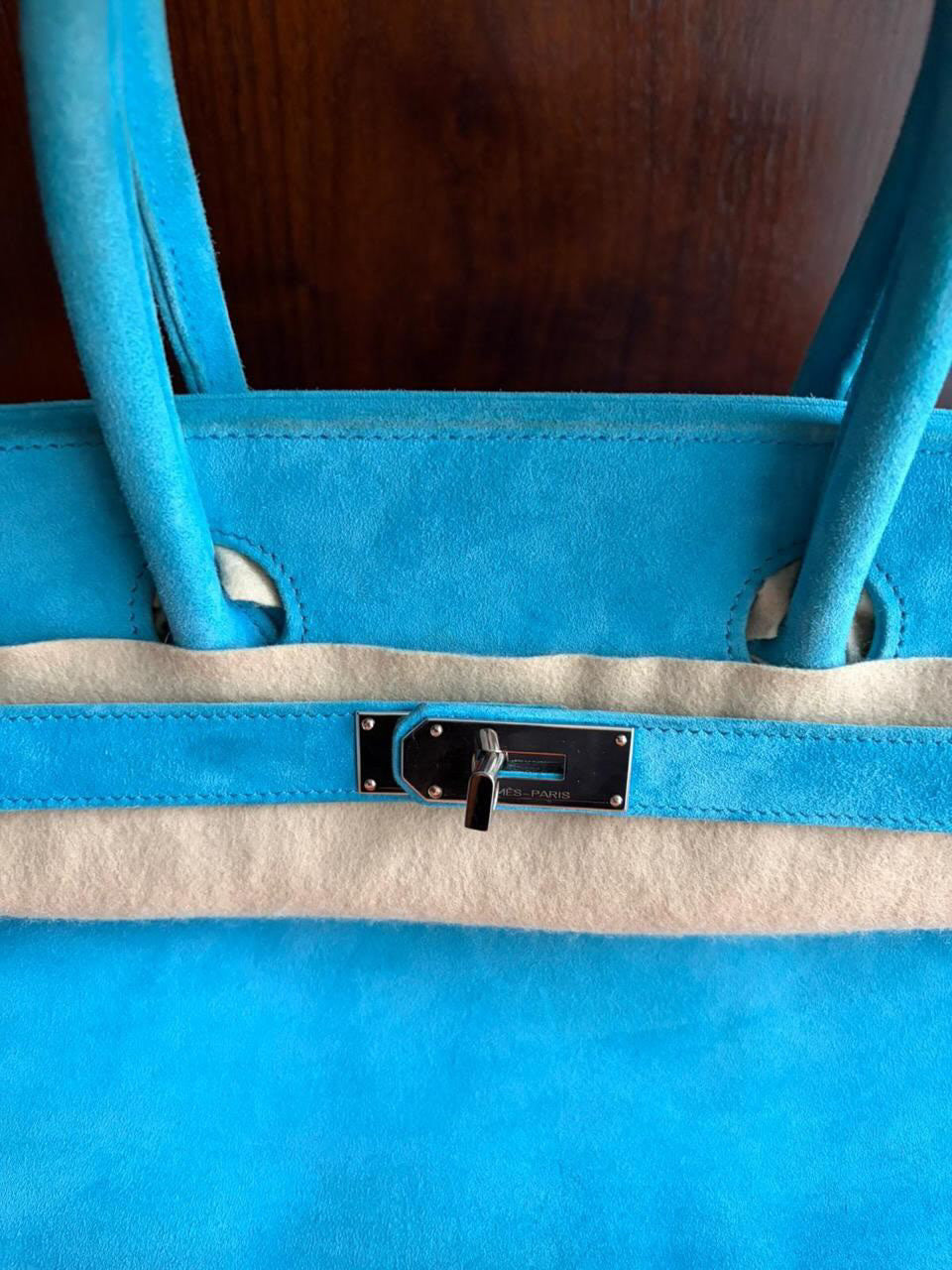 Hermès Birkin Shoulder JPG 42 Blue Turquoise Doblis Suede Leather Palladium Hardware – Ultimate Collector’s Masterpiece