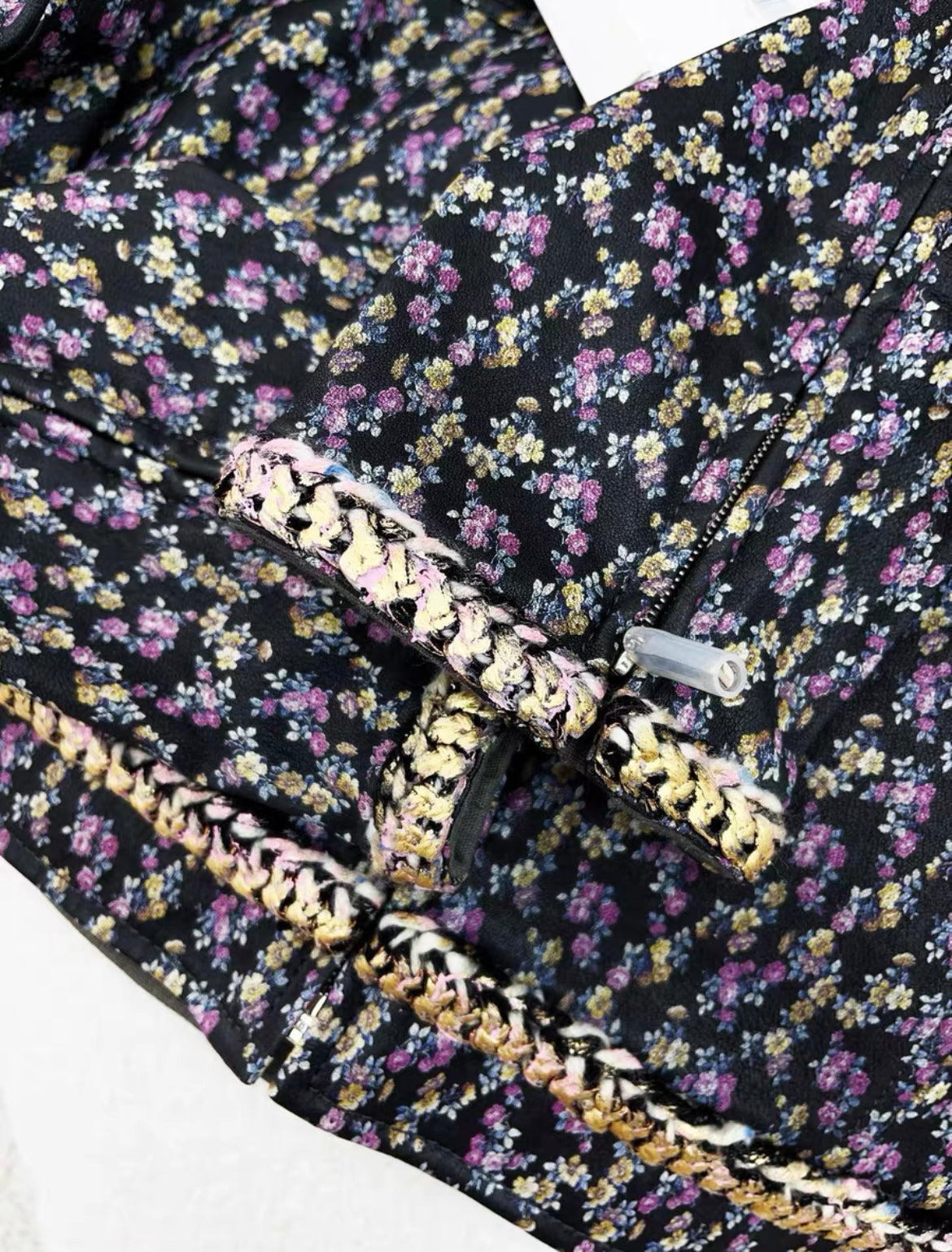 Chanel 23A Dark Gray & Multicolor Leather Jacket size 36