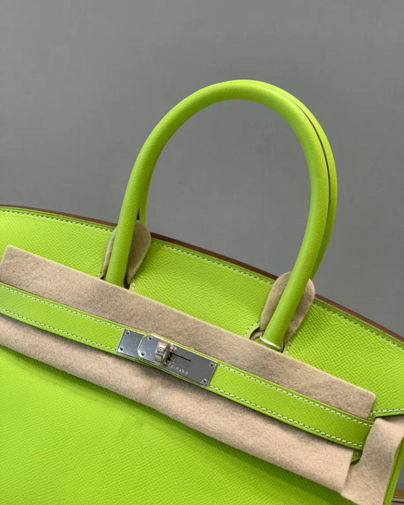 Hermes Birkin bag 30 Anis green Epsom leather Palladium hardware