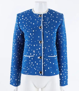 Chanel 26A cobalt blue and silk white jacket