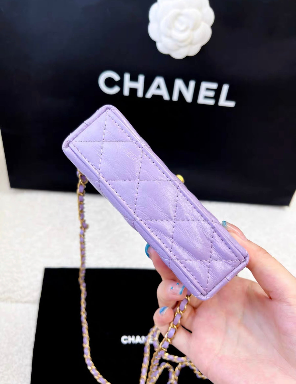 CHANEL Lilac Mini Kelly Shopping Bag – Wararni.com