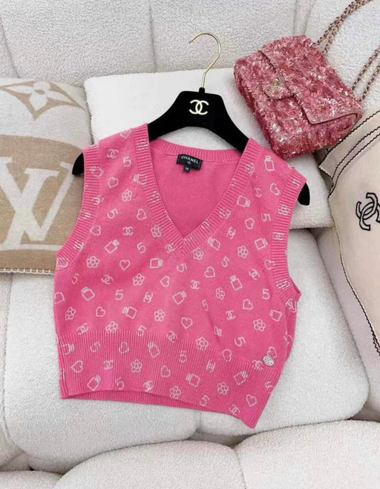 Chanel 23C pink knitted top