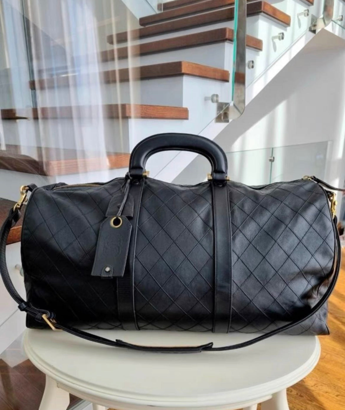 Chanel Diamond Quilted Boston Travel Bag 60