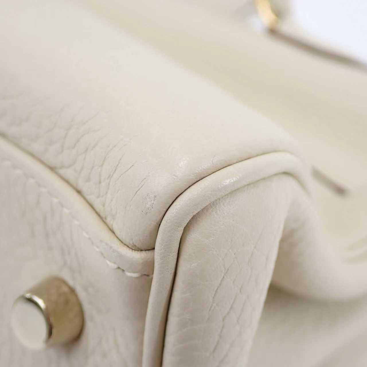 Pre-owned Hermès Fringe Shoulder Kelly 42 JPG Craie Leather Gold Hardware