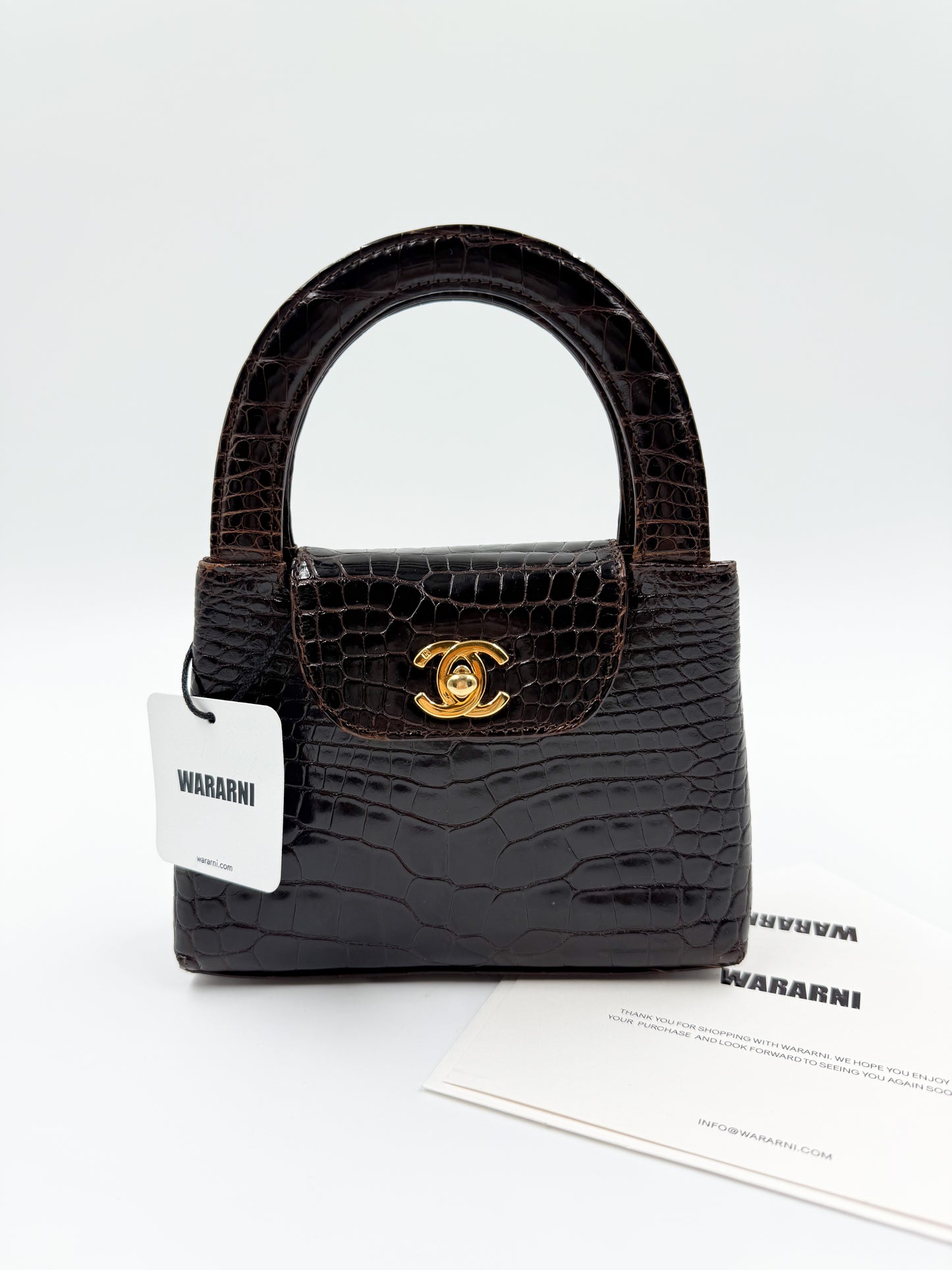 Chanel Vintage Brown Crocodile Mini Kelly — Ultra-Rare House Exotic
