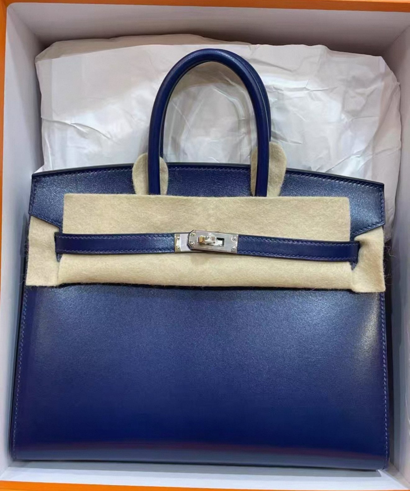 Hermès Birkin 25 Blue Sapphire Box Leather Palladium hardware