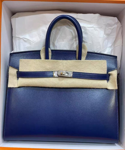 Hermès Birkin 25 Blue Sapphire Box Leather Palladium hardware