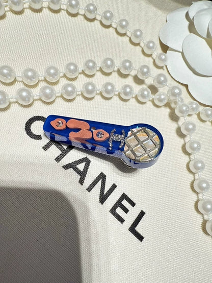 Chanel 22p Blue and Pink Acrylic Double C Microphone Brooch
