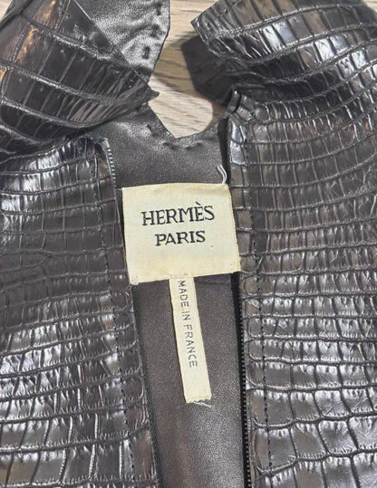 Hermes 2004 Matte Black Porosus crocodile leather jacket by Jean Paul Gaultier (ultra rare - archival - Museum piece)
