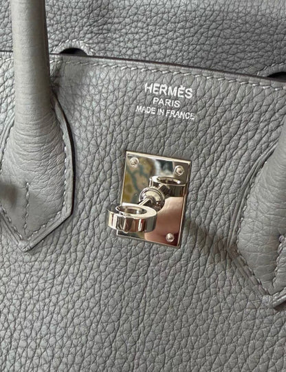 Hermes Birkin 25 Gris Meyer Togo Leather Palladium hardware