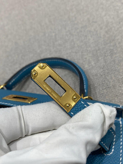 Hermes Mini Kelly Bleu Jean Epsom Gold Hardware