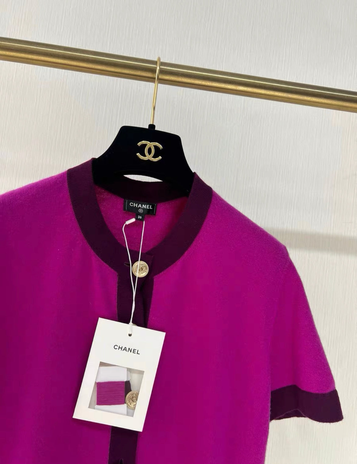 Chanel purple Gold Button Cashmere Cardigan size 36 – Wararni.com