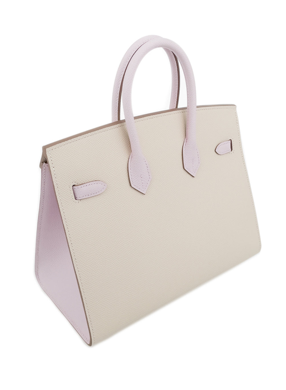 Hermès Birkin 25 Sellier Craie and Mauve Pale Epsom Gold Hardware