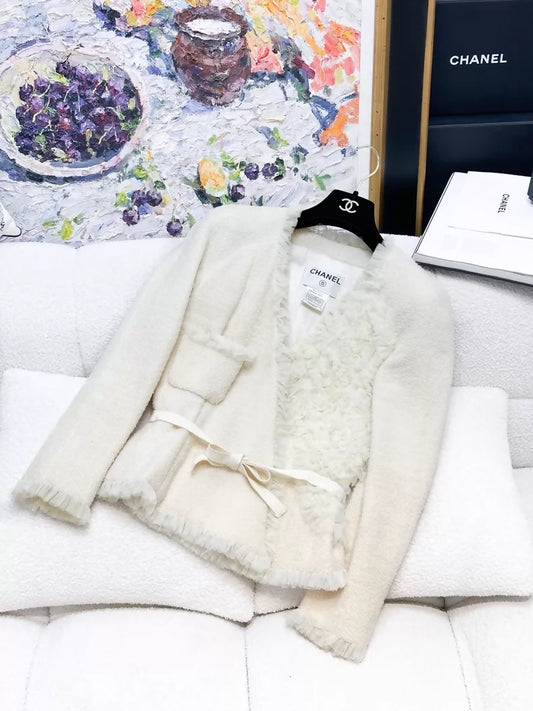 Chanel 02C ecru Lace Top with Belt