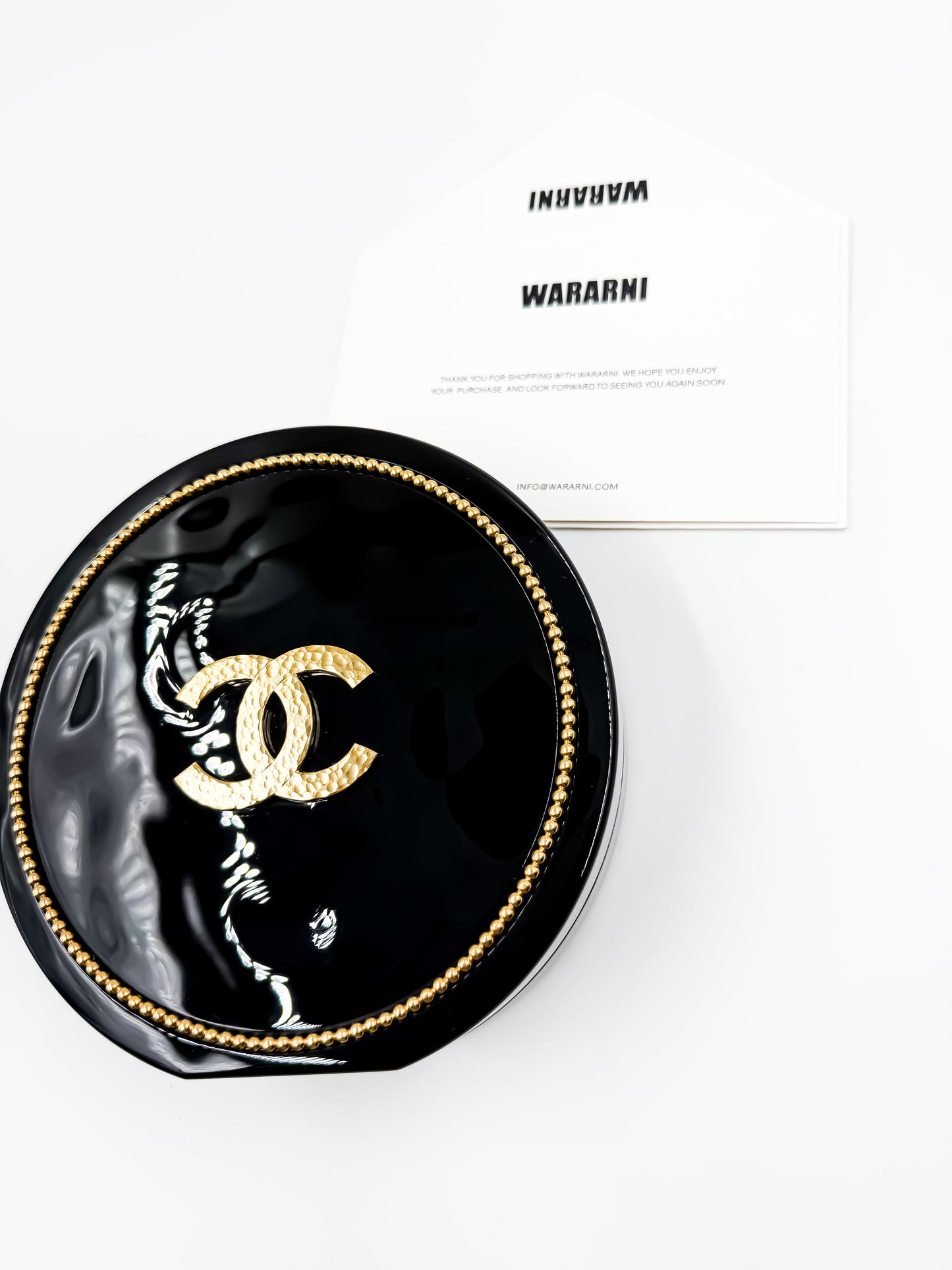 Chanel 18C Black Plexiglass & Gold Owl Gold-Tone Hardware Minaudière