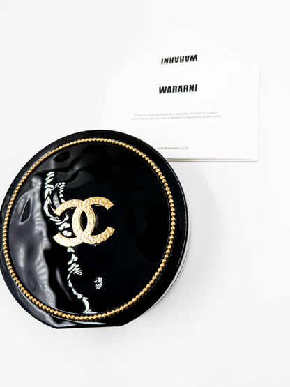 Chanel 18C Black Plexiglass & Gold Owl Gold-Tone Hardware Minaudière