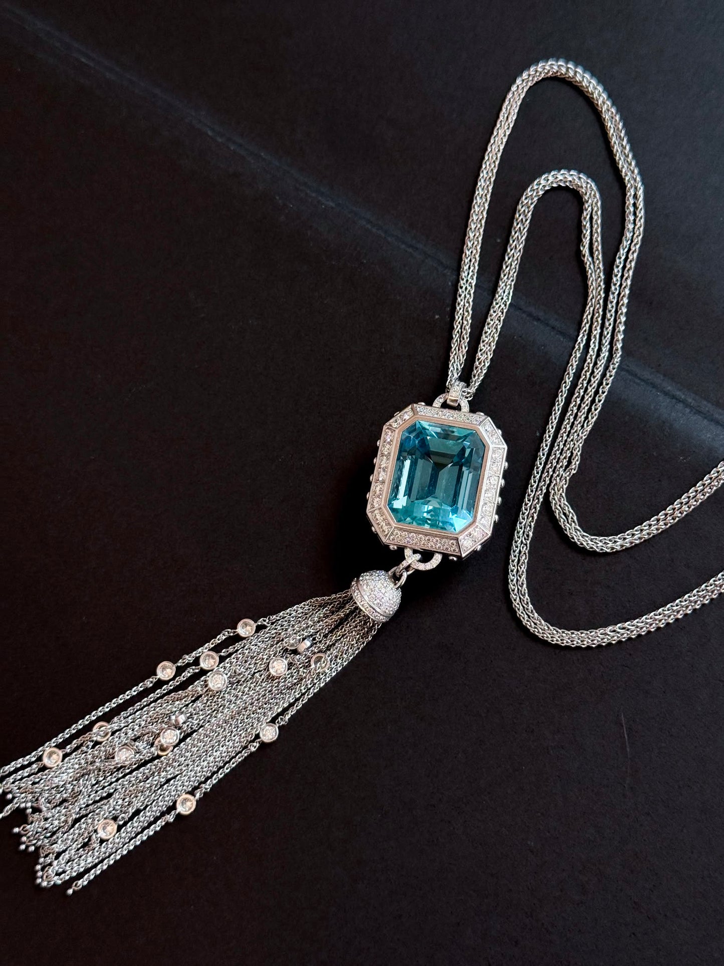Louis Vuitton High Jewelry Aquamarine & Diamond Tassel Necklace