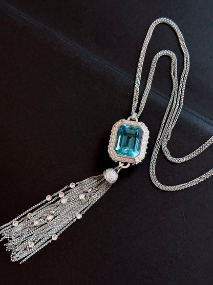 Louis Vuitton High Jewelry Aquamarine & Diamond Tassel Necklace