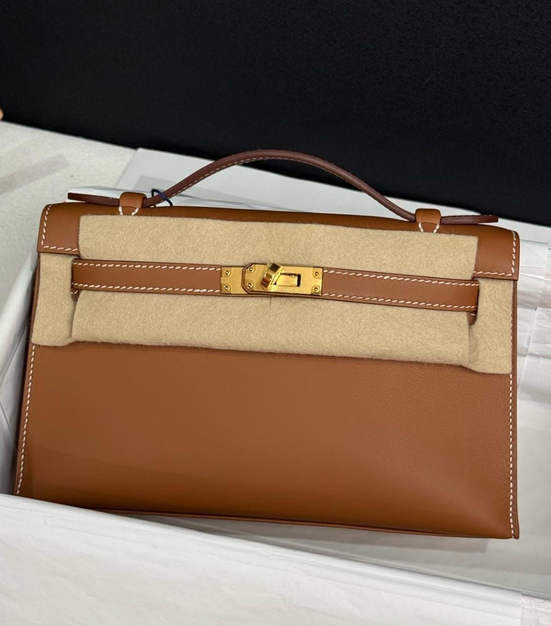 Hermes Kelly Pochette Gold Swift Gold hardware